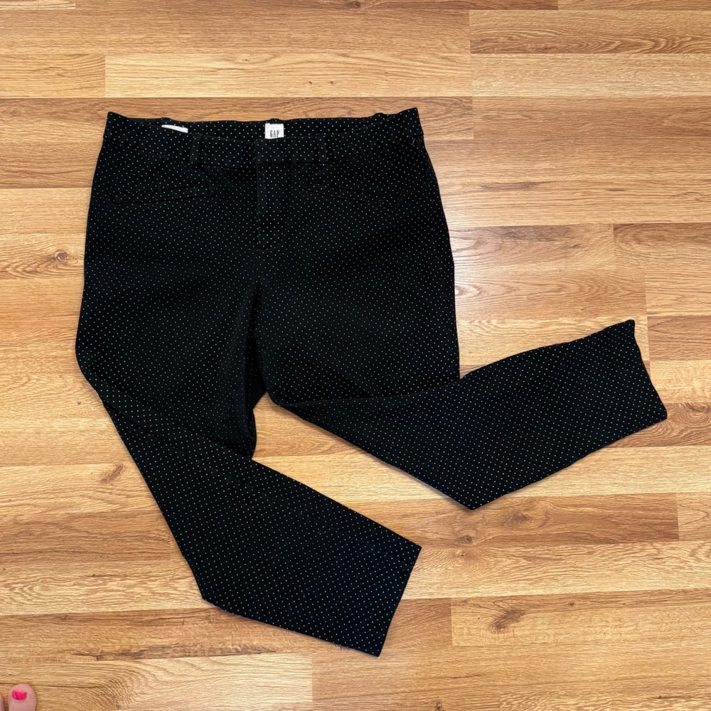 GAP Women's Skinny Ankle Pants‎ Black White Polka Dot Size 16R